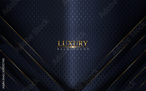 Abstract luxury navy background design with golden lines.