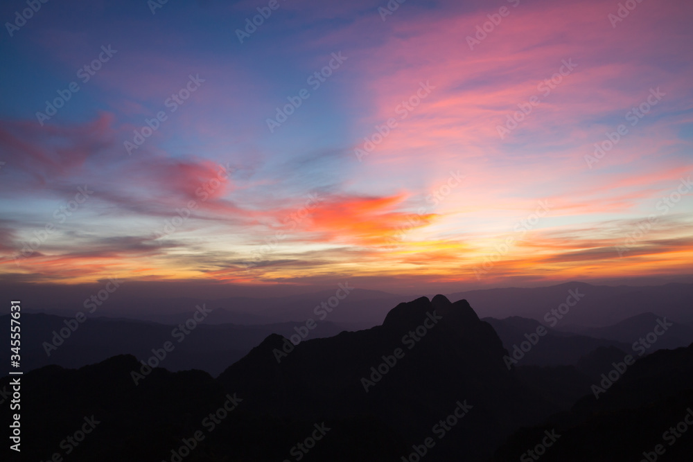 colorful sunset over the mountains