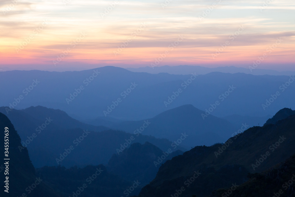 pastel sunset in the mountains