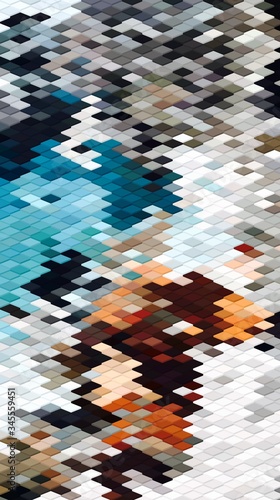 Abstract Colorful Geometrical Artwork,Abstract Graphical Art Background Texture,Modern Conceptual Art,Synthwave Aesthetic Cyberpunk Poster Print,3D Rendering