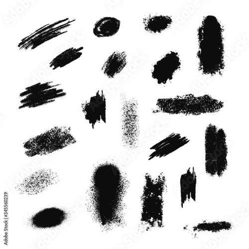 Mega set of Vector Brush strokes and splatter. Paintbrush set. Grunge design elements.Black splatter collection.