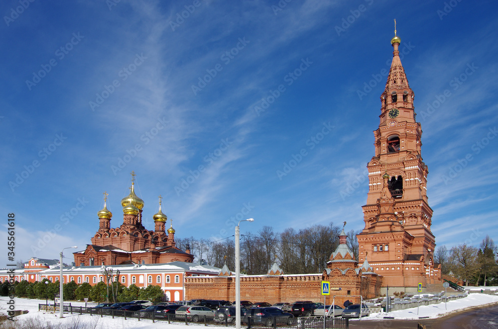 Naklejka premium SERGIYEV POSAD, RUSSIA - March, 2020: The Chernigovsky skete in Sergiev Posad