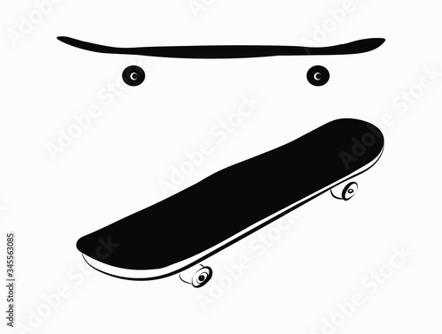 set vector skateboard. Hand drawn skateboard element. Skate background. Skateboarding cartoon illustration. Vector illustration. 
