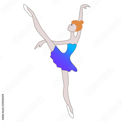 Slender girl ballerina on a white background.