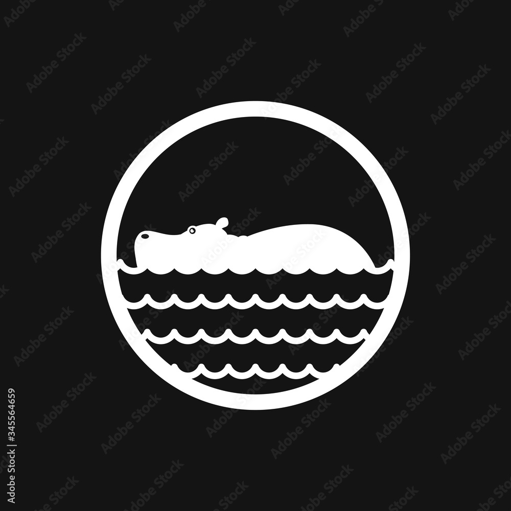 Hippopotamus icon vector, flat icons of african animals Hippopotamus icon vector, flat icons of african animals