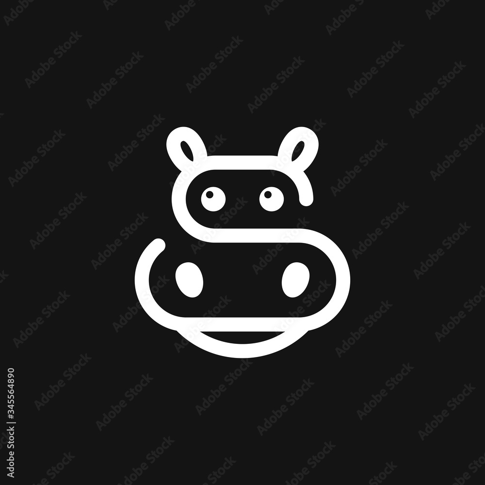 Hippopotamus icon vector, flat icons of african animals