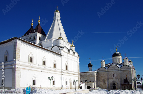 SERPUKHOV, RUSSIA - February, 2019: Vvedensky Vladychny convent in winter sunny day