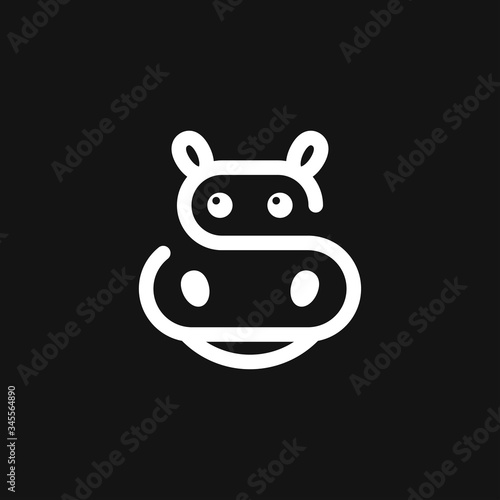 Hippopotamus icon vector, flat icons of african animals