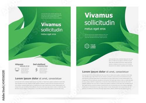 Flyer set brochure design template cover nature green leaves