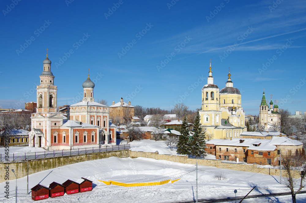 Obraz premium SERPUKHOV, RUSSIA - February, 2019: Church Of The Assumption Of The Blessed Virgin. Cathedral mountain view