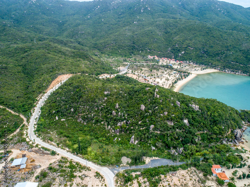 Aerial of Son Dung Beach, Dam Mon Peninsula, Van Phong Bay, Van Ninh, Khanh Hoa photo