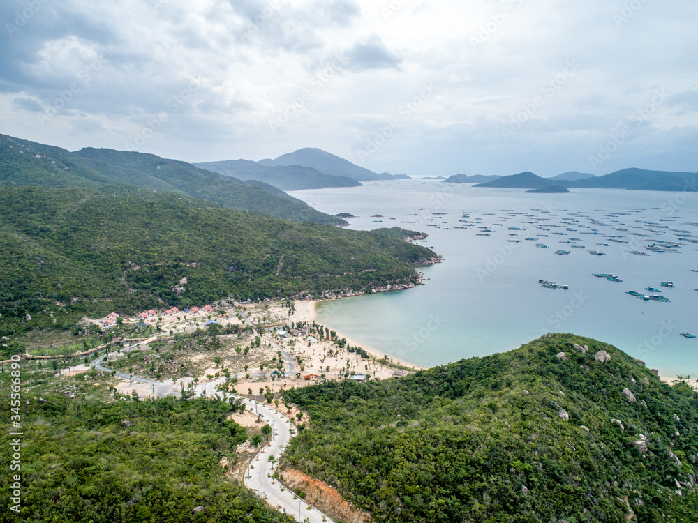 Aerial of Son Dung Beach, Dam Mon Peninsula, Van Phong Bay, Van Ninh, Khanh Hoa