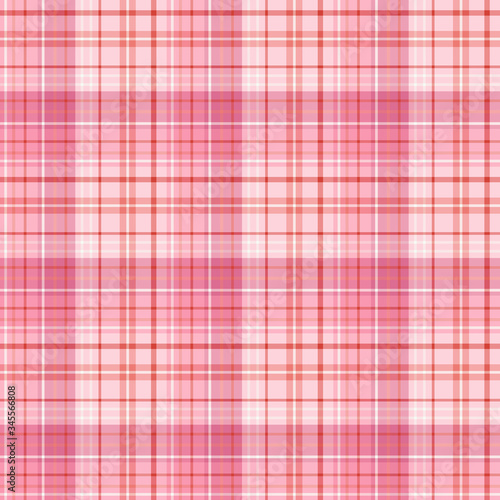 Seamless pattern in spring pink, red and white colors for plaid, fabric, textile, clothes, tablecloth and other things. Vector image.