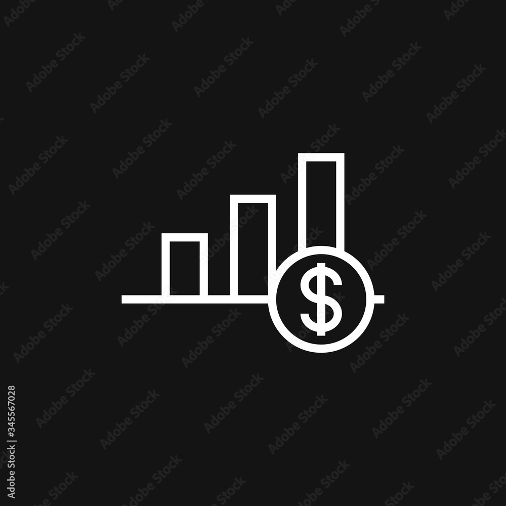 Investments icon. Graph growth graphics vector icon isolated on background Investments icon. Graph growth graphics vector icon isolated on background