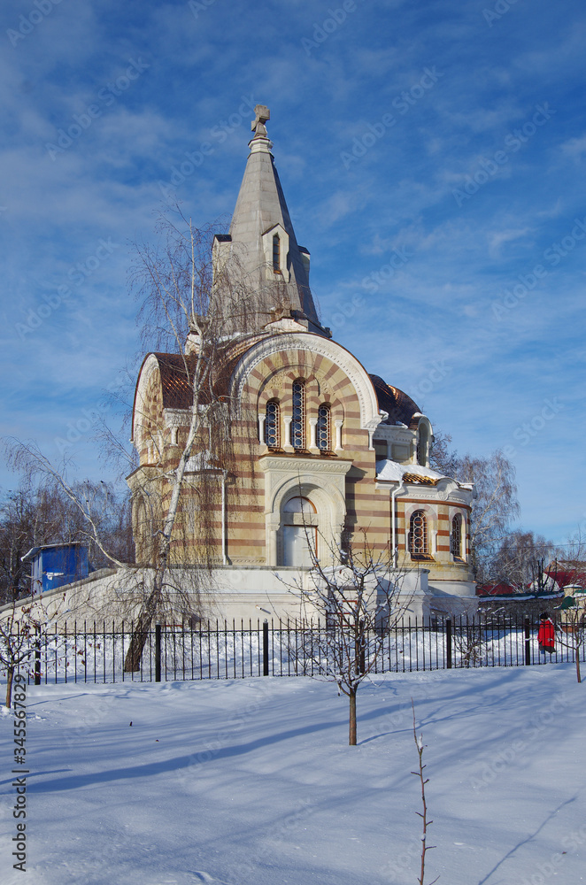 SERPUKHOV, RUSSIA - February, 2019: Vysotsky Monastery is a walled Russian Orthodox monastery SERPUKHOV, RUSSIA - February, 2019: Vysotsky Monastery is a walled Russian Orthodox monastery