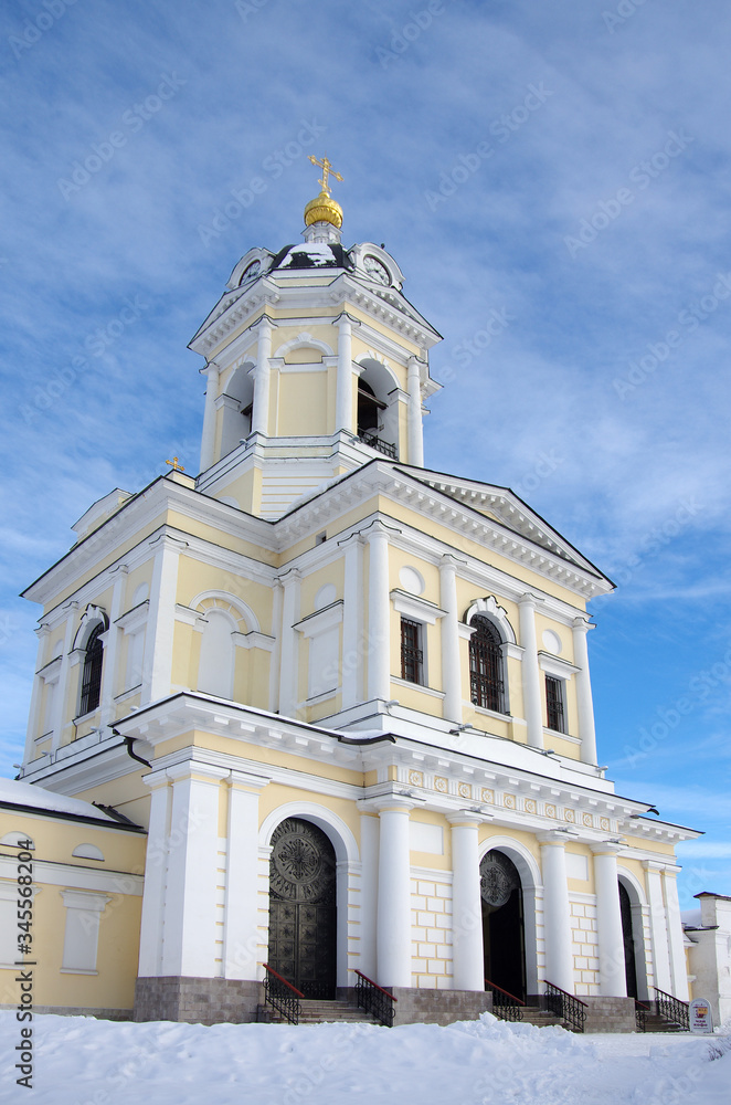 SERPUKHOV, RUSSIA - February, 2019: Vysotsky Monastery is a walled Russian Orthodox monastery