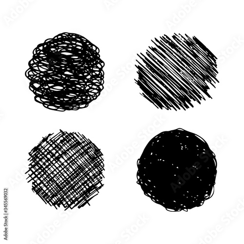 Hand drawn circle scribble smear