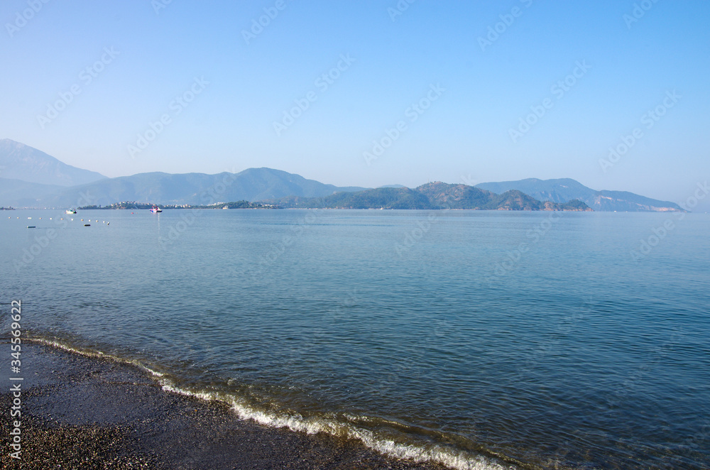 Morning on the Calis Beach on the Aegean Sea