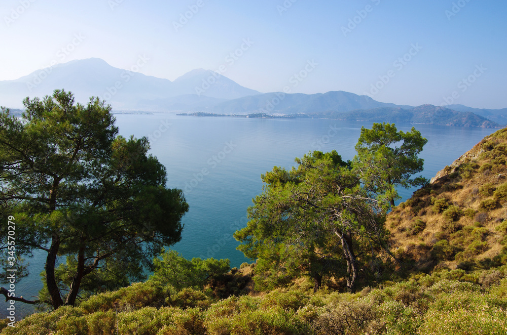 View of the Aegean Sea in Fethiye, Turkey