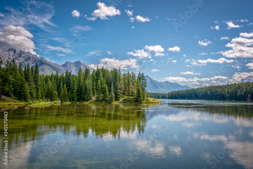 Johnson lake near Minnewanka lake in Banff National Park  Alberta  Rocky Mountains  Canada