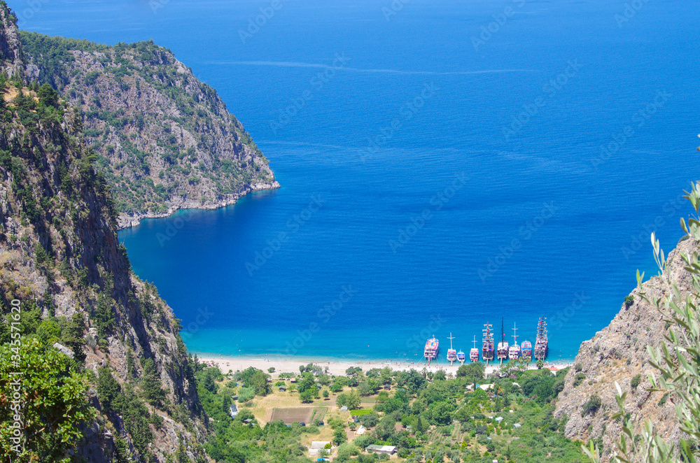 Butterfly Valley is a valley in Fethiye district of Mugla Province, Faralia, Turkey