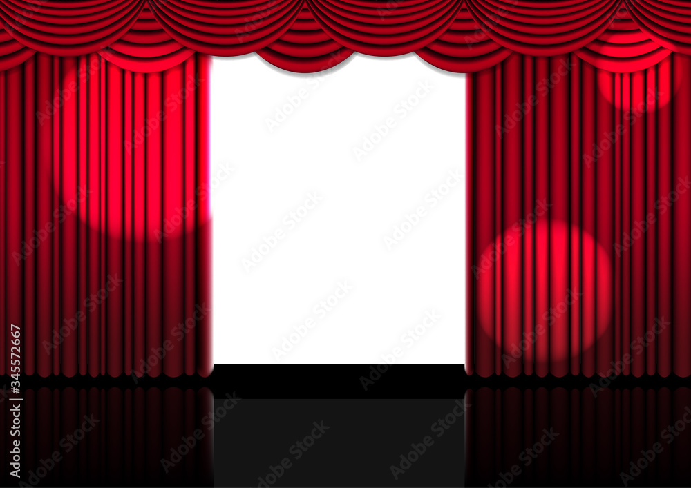 3D Mock up Realistic Open Red Curtain on Stage or Cinema for Show ...