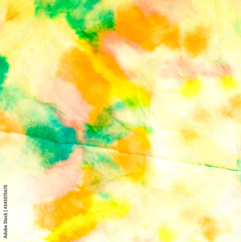 Obraz premium Watercolor Pattern. Yellow Tie Dye Batik. Abstract Splash.Tie Dye Print. Blue Wet Art Print. Authentic Brushed Art. Green Handmade Dirty Art. Dirty Art Painting. Aquarelle Texture.