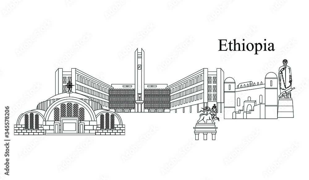 illustration in style of flat design on the theme of Ethiopia.