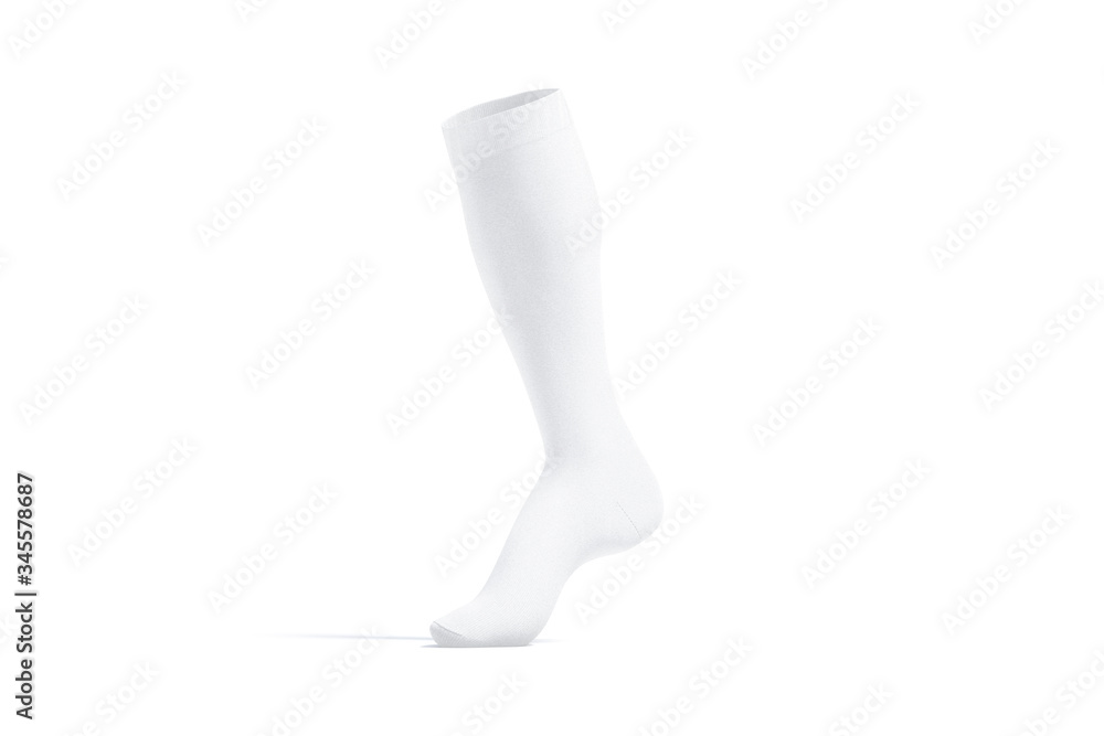 Blank white soccer socks toe mock up, side view Blank white soccer socks toe mock up, side view