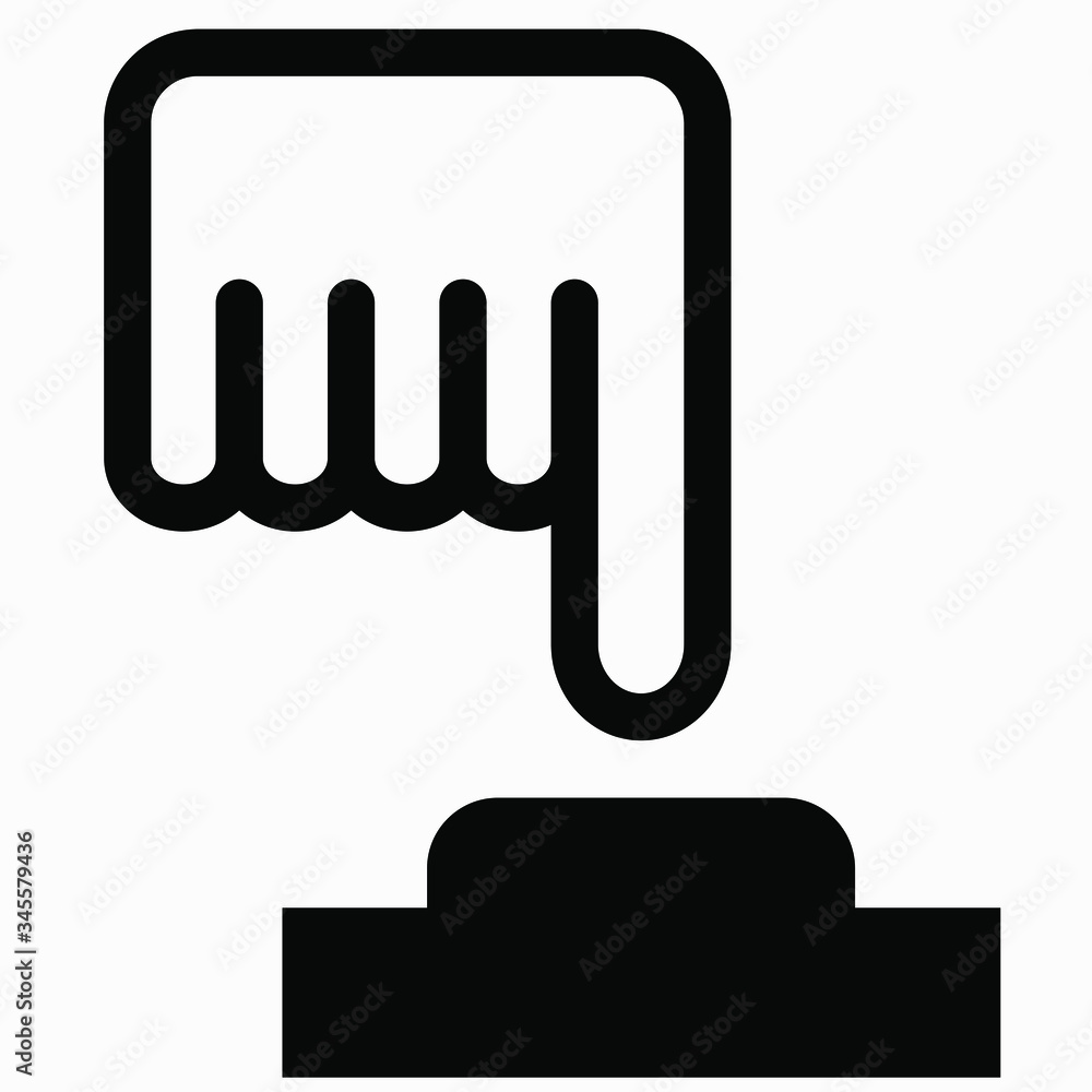 Hand pushing a button. Pressing button. Commercial line vector icon for websites and mobile minimalistic flat design. Hand pushing a button. Pressing button. Commercial line vector icon for websites and mobile minimalistic flat design.