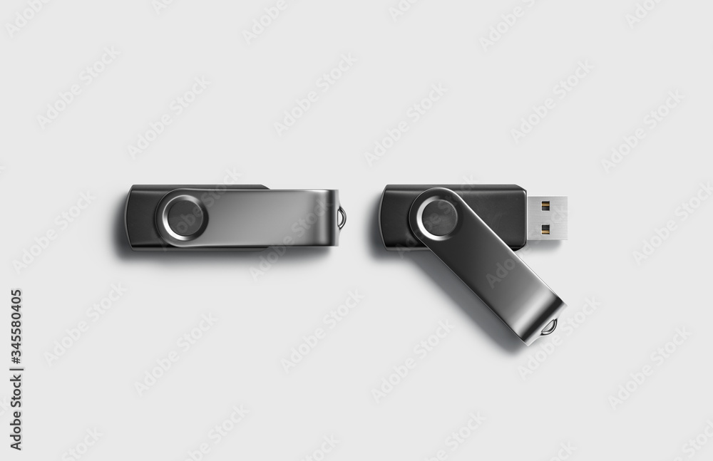 Blank black opened and closed usb stick mockup, isolated Blank black opened and closed usb stick mockup, isolated