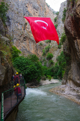 Fototapeta Naklejka Na Ścianę i Meble -  Saklıkent, Turkey - June, 2019: A view from the canyon in Saklıkent National Park