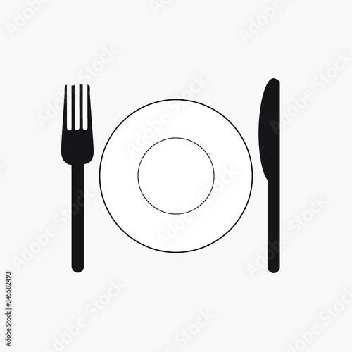 Fork, knife, plate  icon