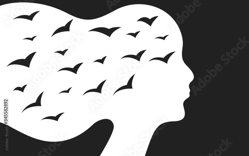 Profile of depressed woman