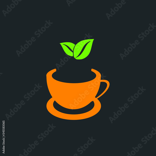 Green tea cup icon flat design illustration