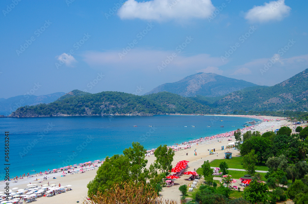 Oludeniz, Turkey - June, 2019: View of the beach in summer day