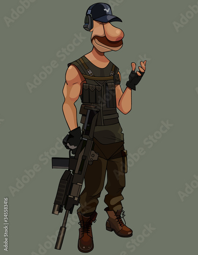cartoon armed man with a gun in his hand