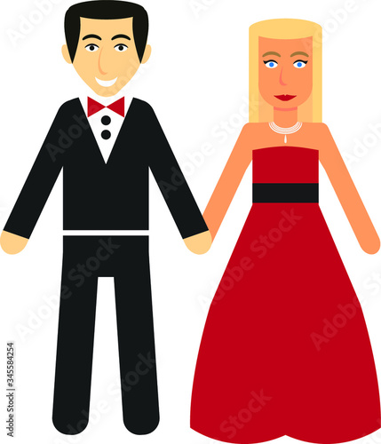 Cartoon prom vector icon man and woman