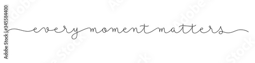 EVERY MOMENT MATTERS black vector monoline calligraphy banner with swashes