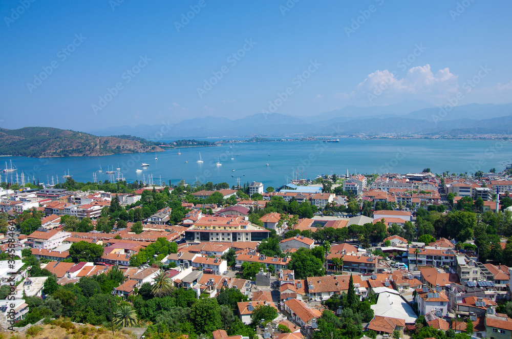 FETHIYE, TURKEY - June, 2019: View of the city from mountain