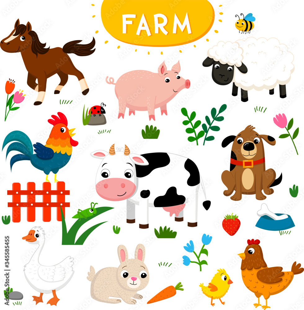 set of farm animals