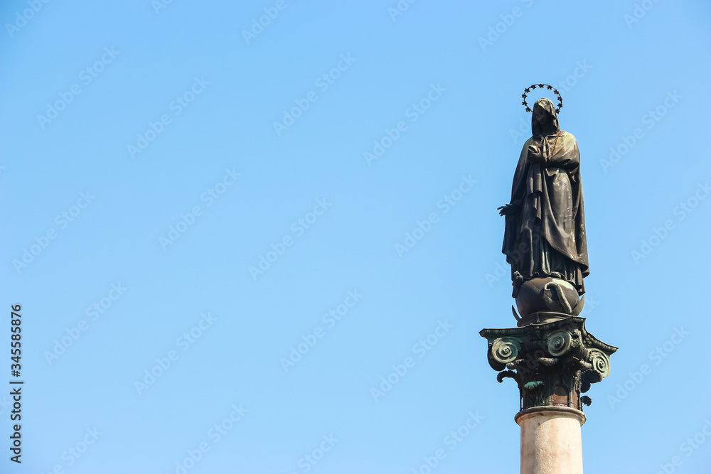Piacenza, Italy. Historical landmark in Piacenza city centre (Monumento all’Immacolata)