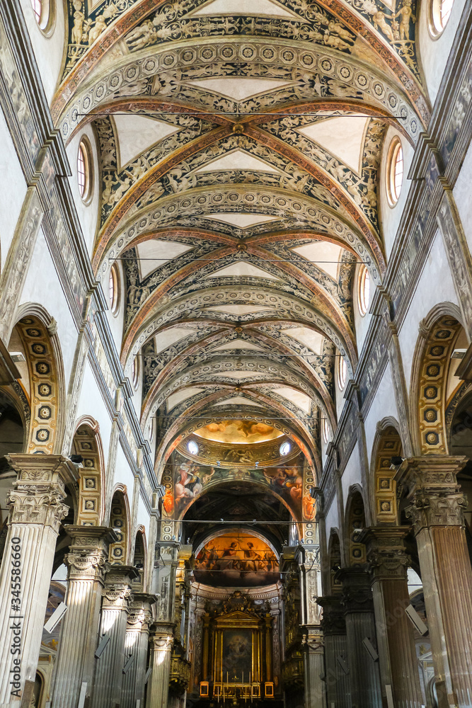 Parma, Italy. Interiors of catholic church (Chiesa di San Giovanni Evangelista).