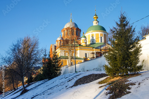 Khotkovo, Russia - February, 2020: Pokrovsky Khotkov monastery in winter day photo