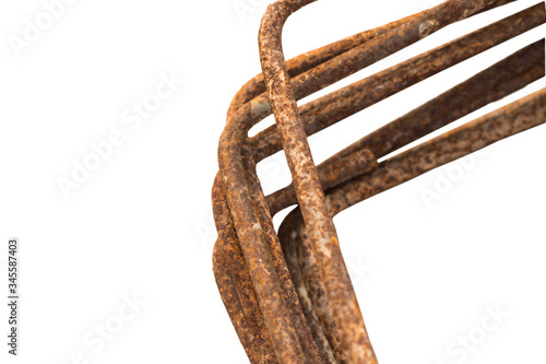 isolated rusted steel bars overlapping 