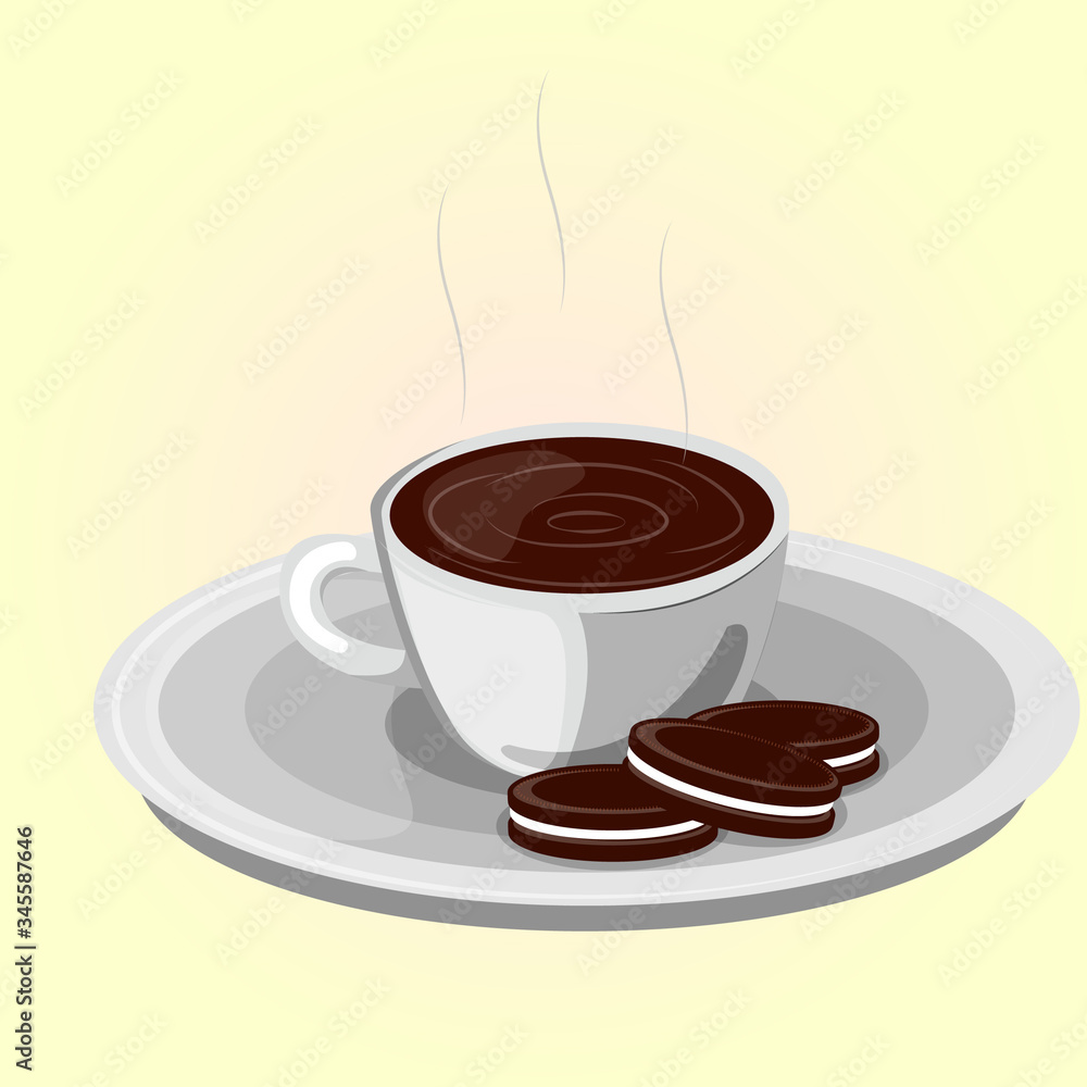Obraz premium Vector Coffe and biscuits Illustration