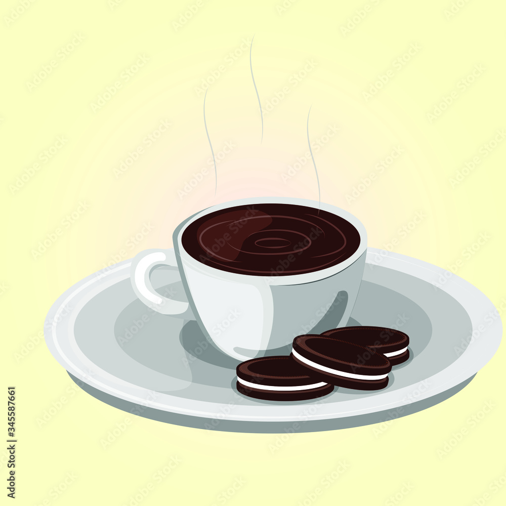 Obraz premium Vector Coffe and biscuits Illustration