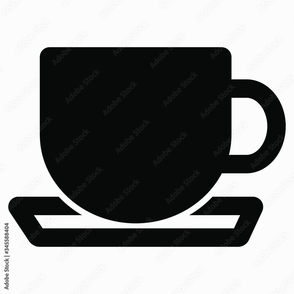Cup and saucer icon. A cup of coffee or tea. Illustration of a cafe. Rest or eating area. Sale of drinks. Department in the store. Vector icon. Cup and saucer icon. A cup of coffee or tea. Illustration of a cafe. Rest or eating area. Sale of drinks. Department in the store. Vector icon.