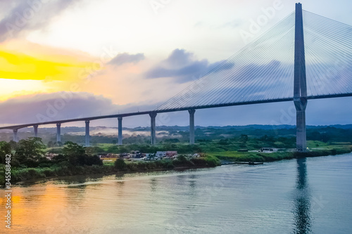 Aerial view of Bridge across the Panama Canal