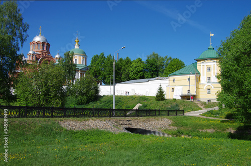 Khotkovo, Moscow Oblast, Russia - May, 2019: Pokrovsky Hotkov Monastery in sunny spring day photo